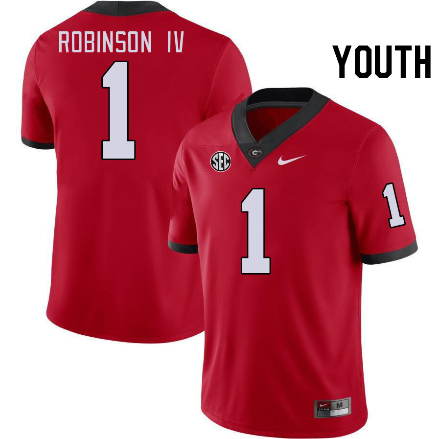 Youth #1 Ellis Robinson IV Georgia Bulldogs College Football Jerseys Stitched-Red